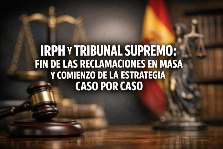 IRPH y Tribunal Supremo: fin de las reclamaciones en masa y comienzo de la estrategia caso por caso